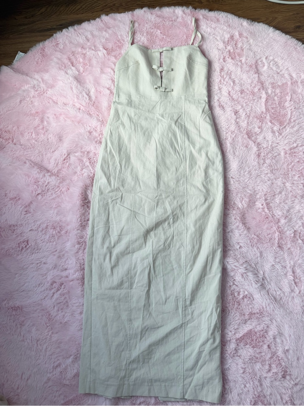 Zara Cream Maxi Dress with Front Tie Straps - Picture 8 of 10